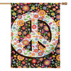 Hippie Flower Peace Sign Print House Flag