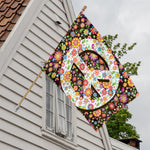 Hippie Flower Peace Sign Print House Flag