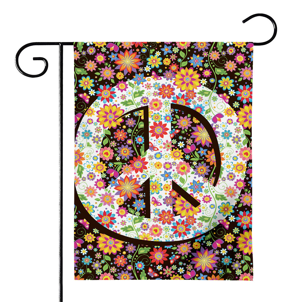 Hippie Flower Peace Sign Print House Flag