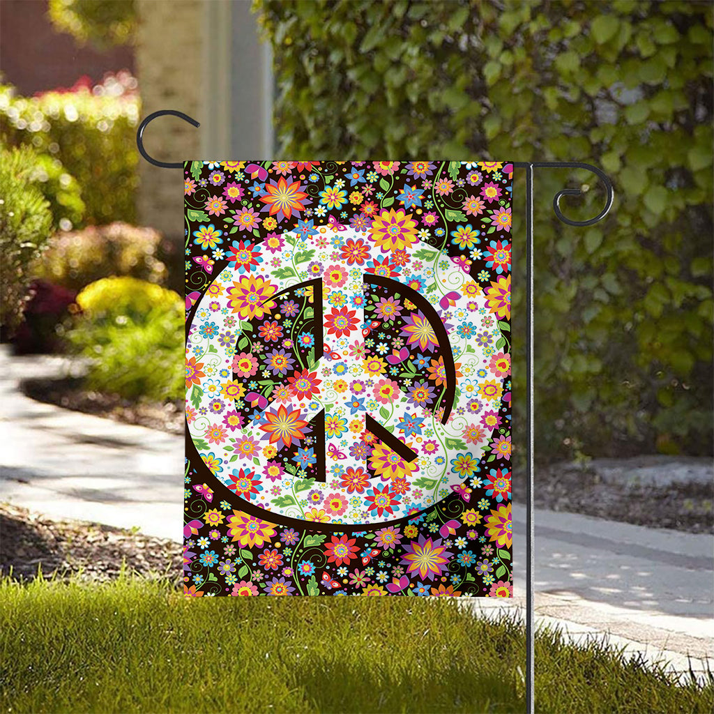 Hippie Flower Peace Sign Print House Flag