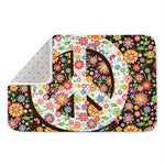 Hippie Flower Peace Sign Print Indoor Door Mat