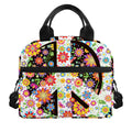 Hippie Flower Peace Sign Print Insulated Lunch Bag