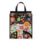 Hippie Flower Peace Sign Print Insulated Lunch Tote