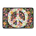 Hippie Flower Peace Sign Print Kitchen Mat
