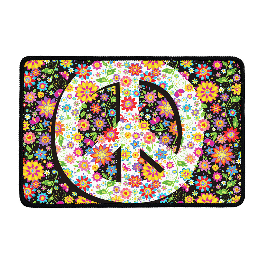 Hippie Flower Peace Sign Print Kitchen Mat