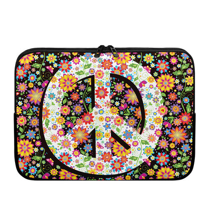 Hippie Flower Peace Sign Print Laptop Sleeve
