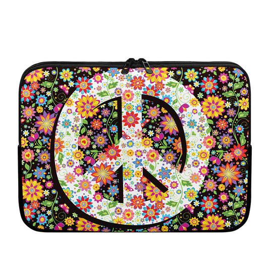 Hippie Flower Peace Sign Print Laptop Sleeve