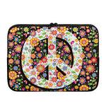 Hippie Flower Peace Sign Print Laptop Sleeve