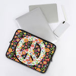 Hippie Flower Peace Sign Print Laptop Sleeve