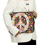 Hippie Flower Peace Sign Print Laptop Sleeve