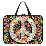 Hippie Flower Peace Sign Print Laptop Sleeve With Handle