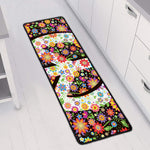 Hippie Flower Peace Sign Print Long Kitchen Mat