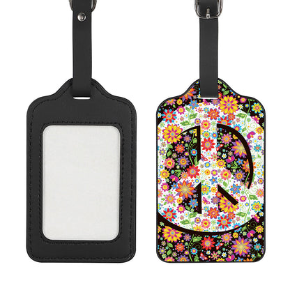 Hippie Flower Peace Sign Print Luggage Tag