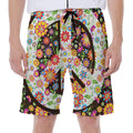 Hippie Flower Peace Sign Print Men's Beach Shorts