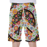 Hippie Flower Peace Sign Print Men's Beach Shorts