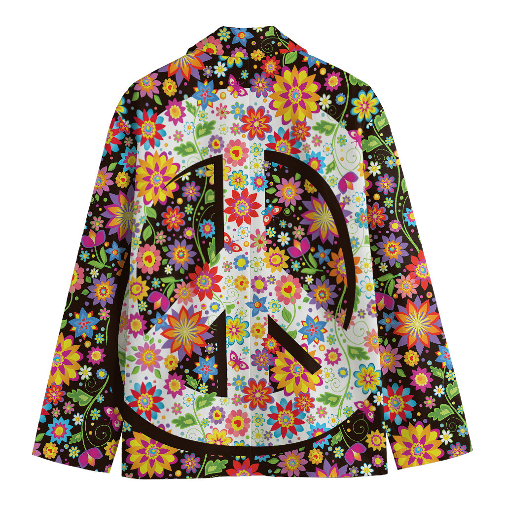 Hippie Flower Peace Sign Print Men's Blazer