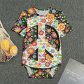 Hippie Flower Peace Sign Print Men's Bodysuit
