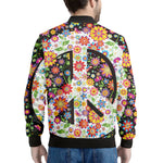 Hippie Flower Peace Sign Print Men's Bomber Jacket