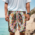 Hippie Flower Peace Sign Print Men's Cargo Shorts
