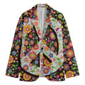 Hippie Flower Peace Sign Print Men's Cotton Blazer
