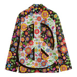 Hippie Flower Peace Sign Print Men's Cotton Blazer