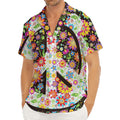 Hippie Flower Peace Sign Print Men's Deep V-Neck Shirt