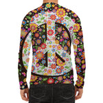 Hippie Flower Peace Sign Print Men's Long Sleeve Rash Guard