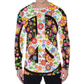 Hippie Flower Peace Sign Print Men's Long Sleeve T-Shirt