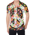 Hippie Flower Peace Sign Print Men's Shirt