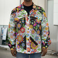 Hippie Flower Peace Sign Print Men's Shirt Jacket