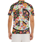 Hippie Flower Peace Sign Print Men's Short Sleeve Rash Guard