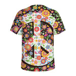 Hippie Flower Peace Sign Print Men's Sports T-Shirt