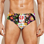 Hippie Flower Peace Sign Print Men's Swim Briefs