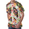 Hippie Flower Peace Sign Print Men's Velvet T-Shirt