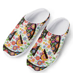 Hippie Flower Peace Sign Print Mesh Casual Shoes