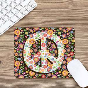 Hippie Flower Peace Sign Print Mouse Pad