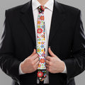 Hippie Flower Peace Sign Print Necktie