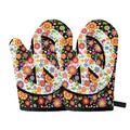 Hippie Flower Peace Sign Print Oven Mitts
