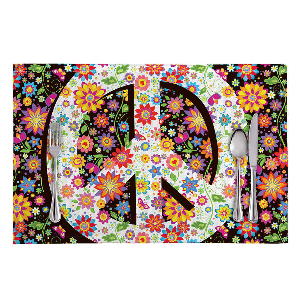 Hippie Flower Peace Sign Print Placemat