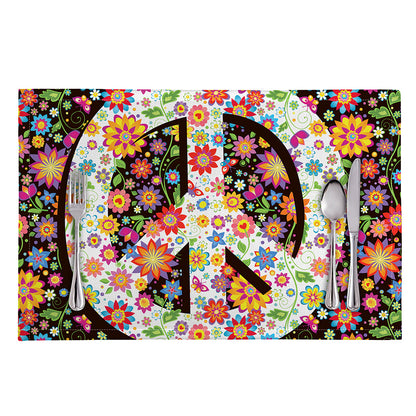 Hippie Flower Peace Sign Print Placemat