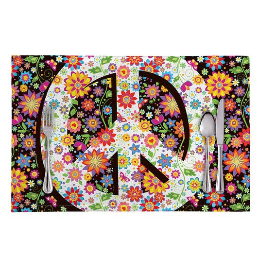 Hippie Flower Peace Sign Print Placemat