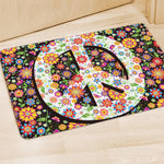 Hippie Flower Peace Sign Print Polyester Doormat