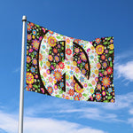 Hippie Flower Peace Sign Print Polyester Flag