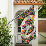 Hippie Flower Peace Sign Print Polyester Flag