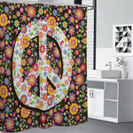 Hippie Flower Peace Sign Print Premium Shower Curtain