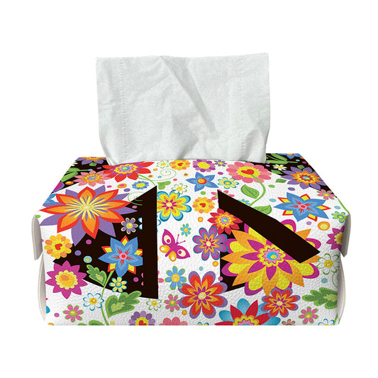 Hippie Flower Peace Sign Print Rectangle Tissue Box Cover