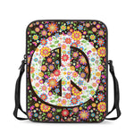 Hippie Flower Peace Sign Print Rectangular Crossbody Bag