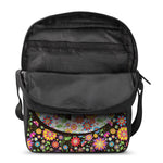 Hippie Flower Peace Sign Print Rectangular Crossbody Bag