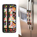 Hippie Flower Peace Sign Print Refrigerator Handle Covers