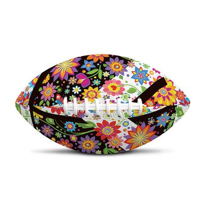 Hippie Flower Peace Sign Print Rugby Ball